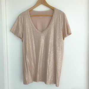 J Crew metalic rose gold cotton tee